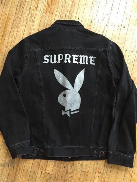 supreme playboy denim jacket replica|Supreme Playboy Crew Jacket Black Men's .